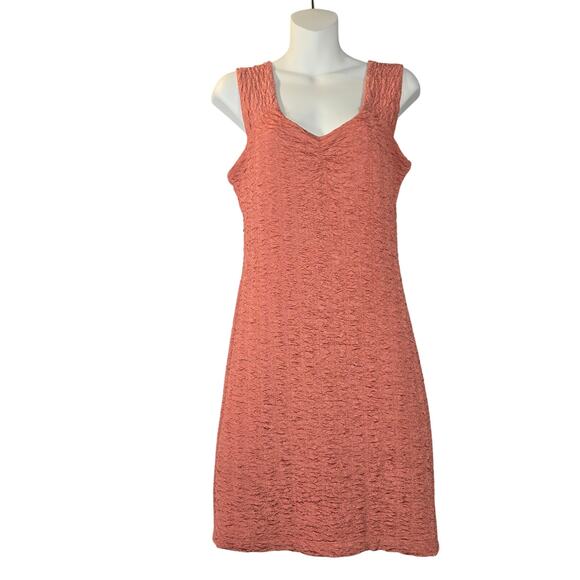 Poetry Womens Crinkle Rust Sleeveless Bodycon Dress M Stretch Knit Y2K Soft Girl - Picture 1 of 11